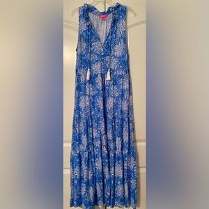 Lilly Pulitzer Blue and White Malone Maxi Dress. Size L